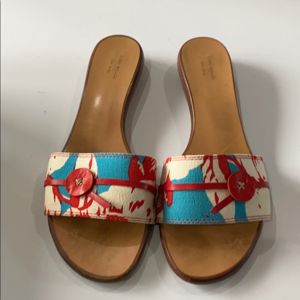 kate spade Multicolor Floral Slide Sandals - Red, Blue, Cream, Tan